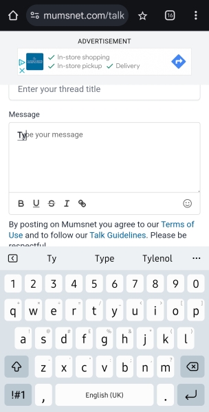 the words "type your message" don't go away until you hit the space bar?