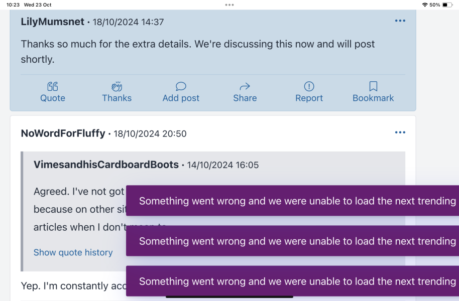 Swipe for the next trending thread - mobile update from MNHQ