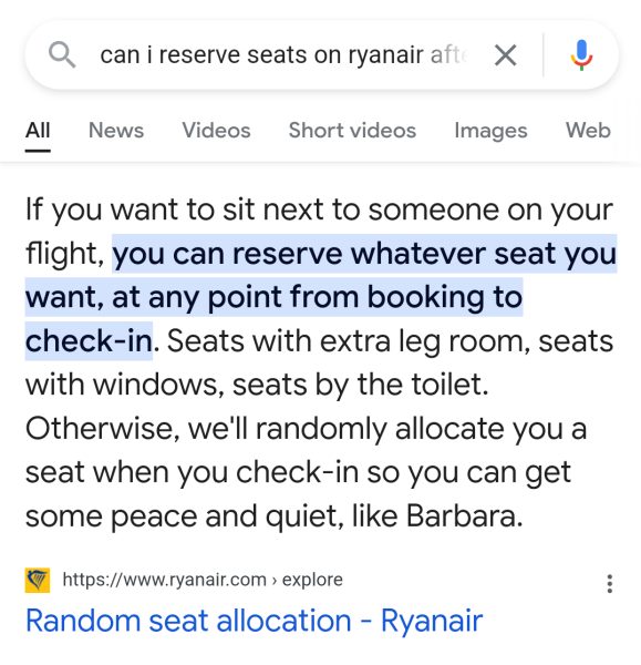 Ryanair made 4yr old sit alone