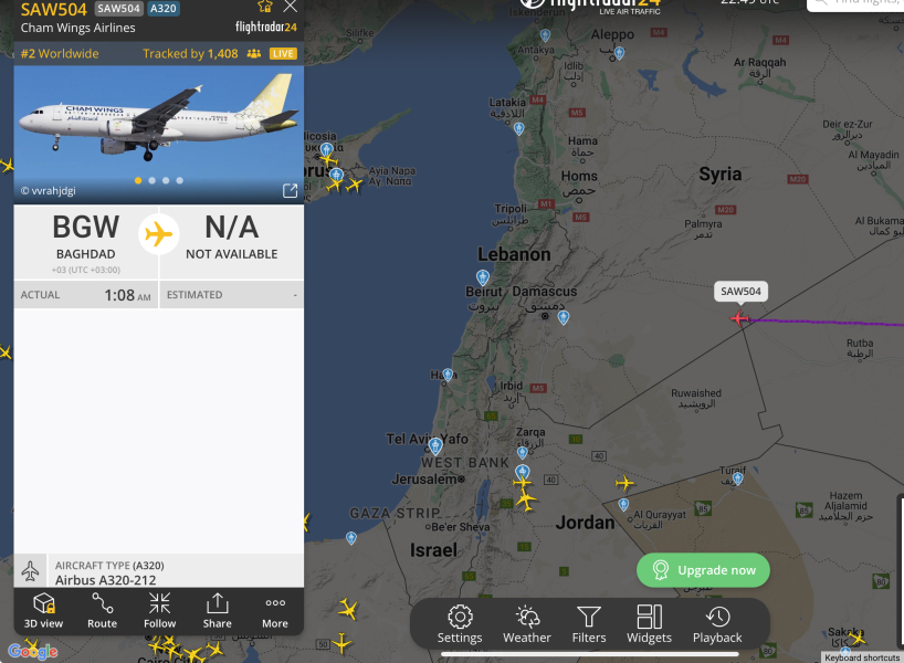 Flight radar tonight