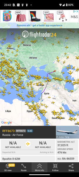 Flight radar tonight