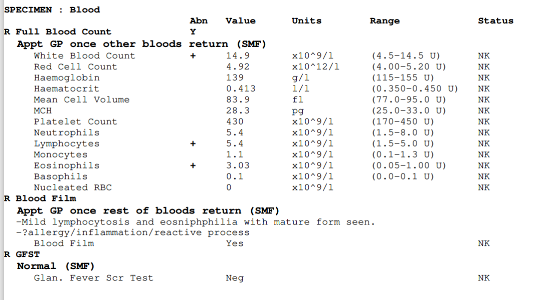 child blood results