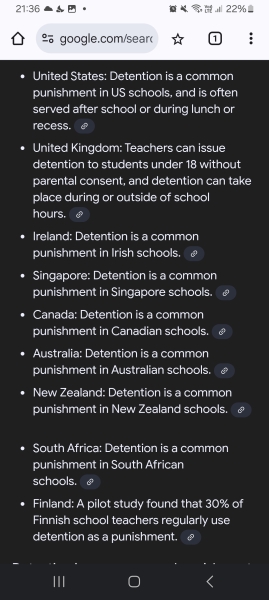Detentions as a punishment