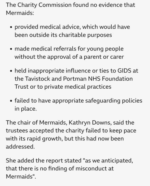 To be unsurprised at todays's Charity Watchdog finding, Trans charity Mermaids was mismanaged and gave dangerous advice to desperate children who deserved better