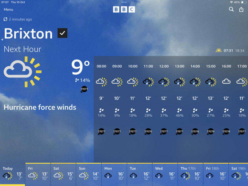 BBC Weather - Hurricane force winds across UK