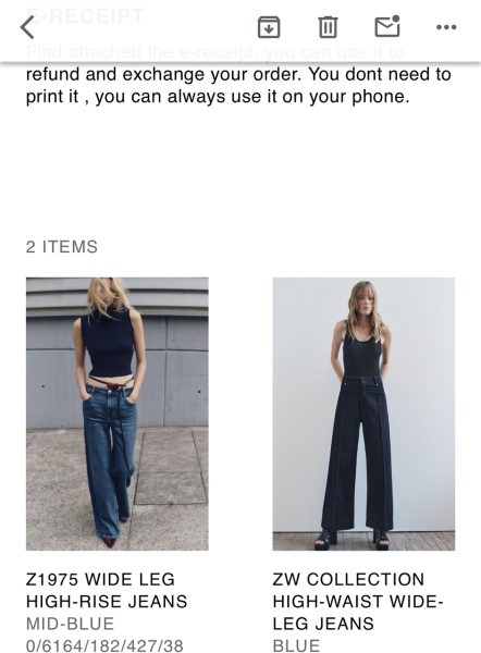 Wide legged jeans