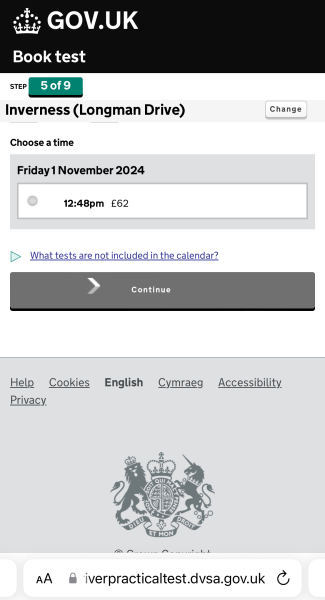 To consider flying to Scotland from London just for a driving test!!