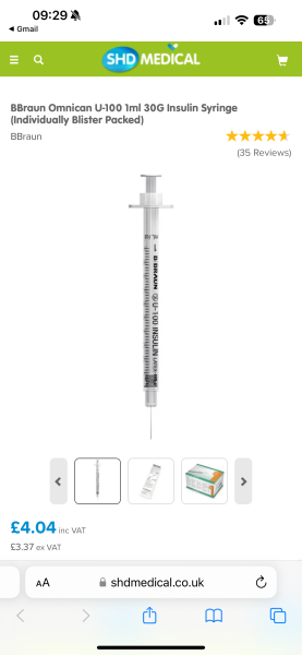 Insulin syringe dosage
