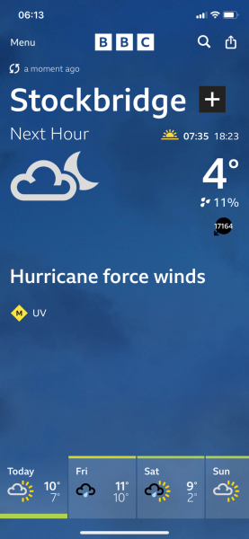 BBC Weather - Hurricane force winds across UK
