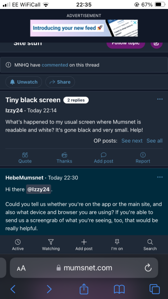 Tiny black screen