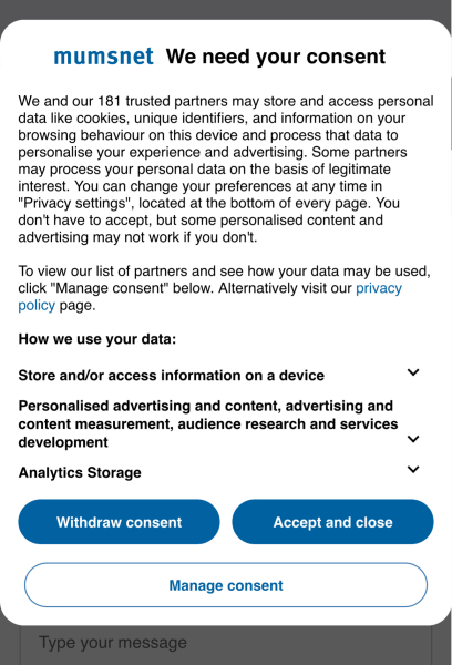 Constant pop ups every time I click through into a thread asking me to consent and close