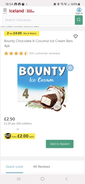 I am such an idiot. Bounty ice cream that is not ice cream