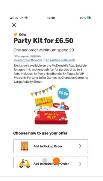 McDonalds party kit £6.50 !!!