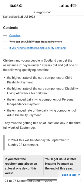Child winter heating payment Scotland