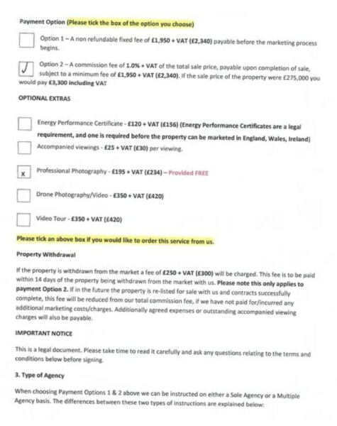 Marketing fee's from estate agent