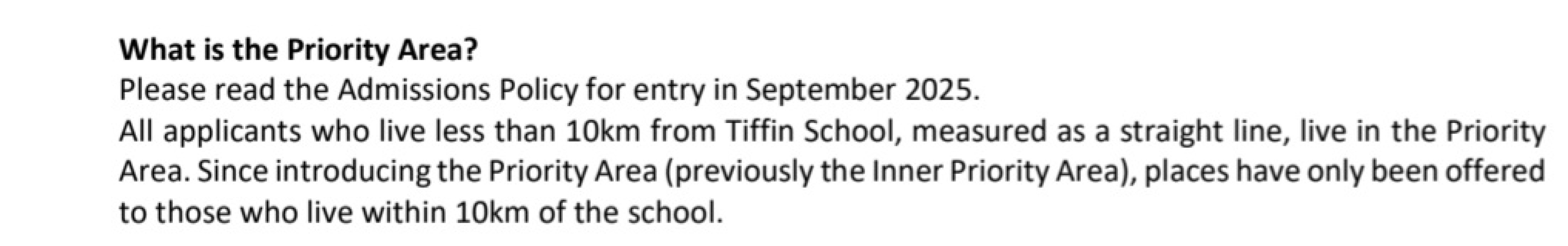Tiffin school priority area