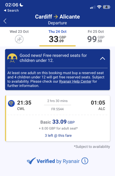 Ryanair made 4yr old sit alone