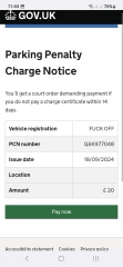 To ask if anyone else has received a scam text message about an overdue penalty charge?