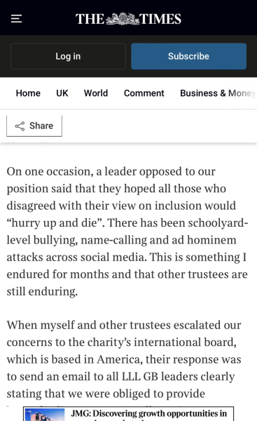 La leche league trustee resigns because of trans inclusive policy