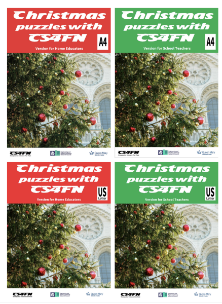 Free printable Christmas puzzles / colouring-in sheets with a computer science twist