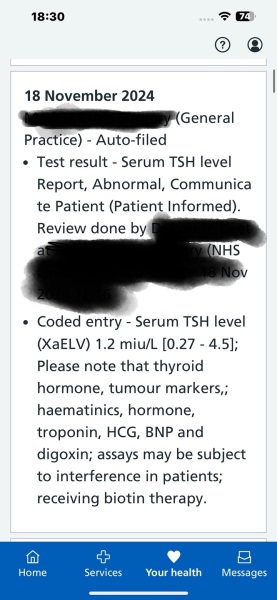 TSH levels test