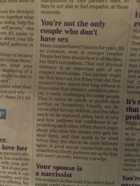 Husband just walked out- intimacy issues
