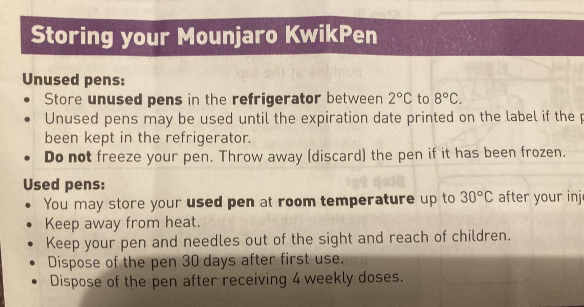 Mounjaro - OK out of fridge 21 or 30 days?