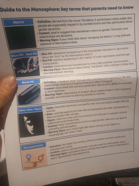 Letter from school... "Manosphere"