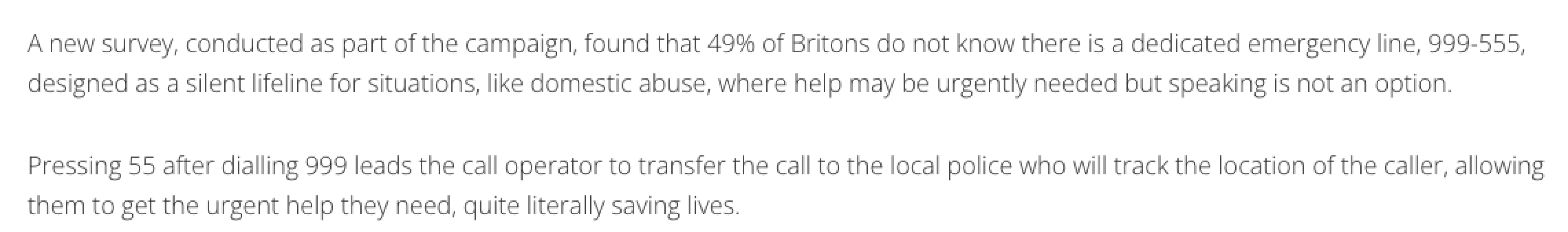 Domestic abuse is a the public emergency on a scale with fire and traffic accidents