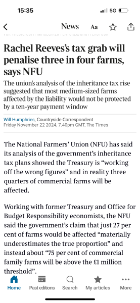 To ask why you support the farmers, regarding inheritance tax?