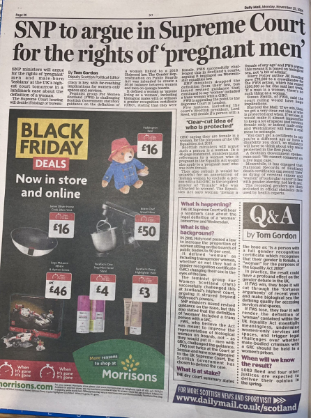 To think that this week, as court decides what the legal definition of a woman is, that the Scottish Government (and others) aren't fit for purpose?