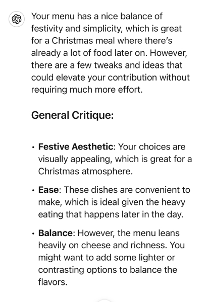 Please criticise my Xmas menu