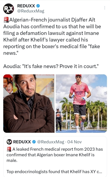imane khelif has been allegedly confirmed to be a man.
