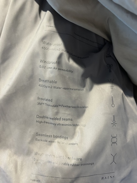 Long warm waterproof coat