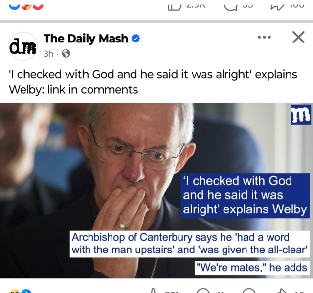 Why has Welby not resigned?