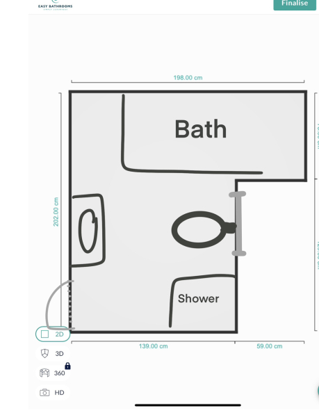 Awkward bathroom layout redesign