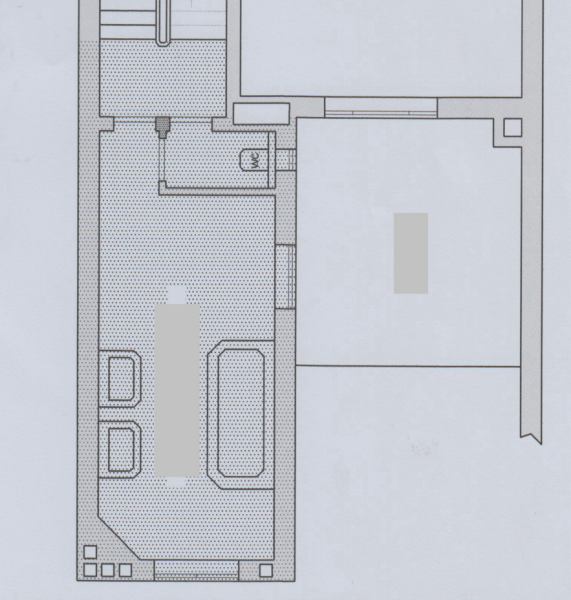 Large bathroom reconfigured to  a smaller bathroom, plus separate wc and and basin