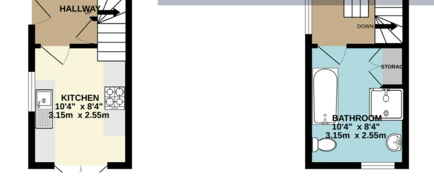 Large bathroom reconfigured to  a smaller bathroom, plus separate wc and and basin