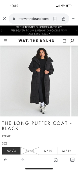 Long warm puffer for a tall woman