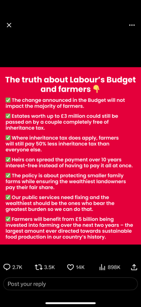 To ask why you support the farmers, regarding inheritance tax?
