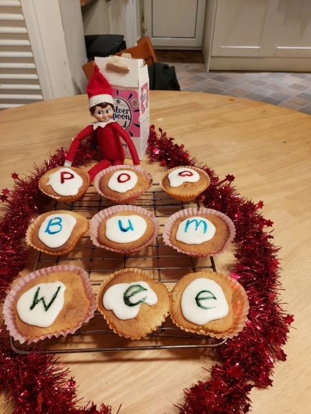 Naughty elf on the shelf!