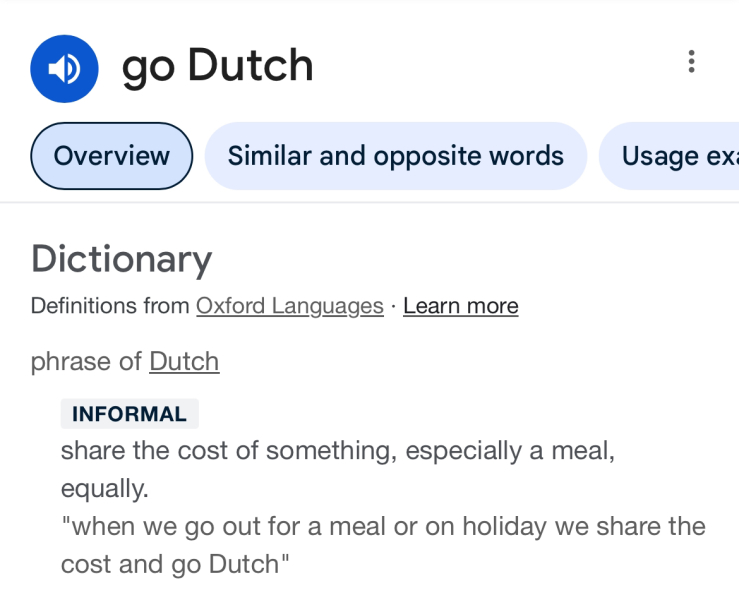 I can't go dutch