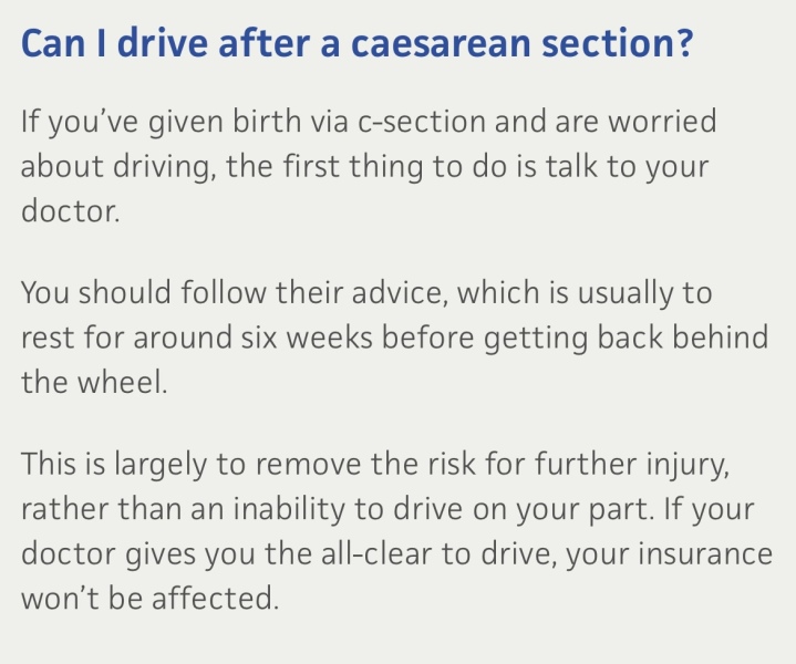 To drive 2 weeks after ELCS?