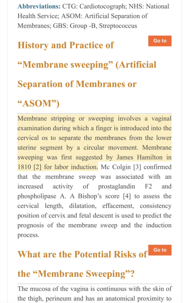 When did membrane sweeps become a thing?