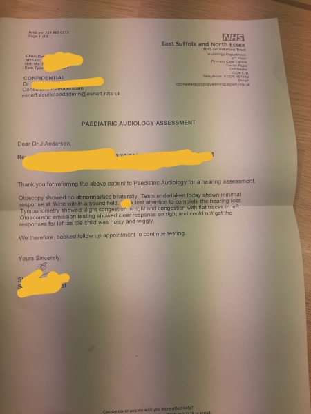 Hearing test results