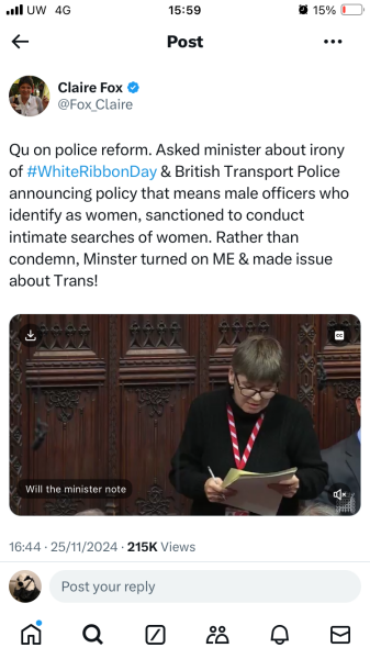 House of Lords- trans women police officer searches