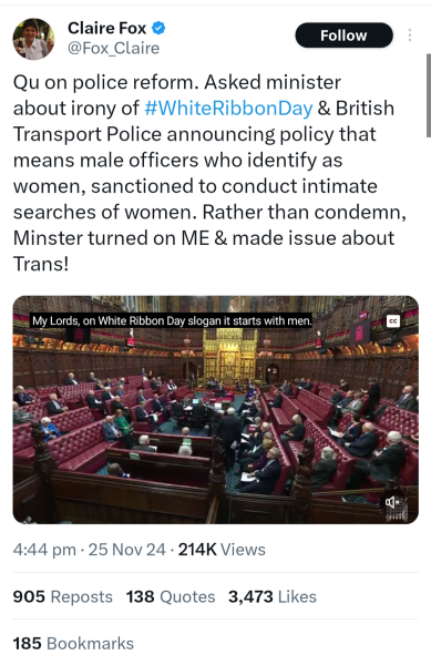 House of Lords- trans women police officer searches