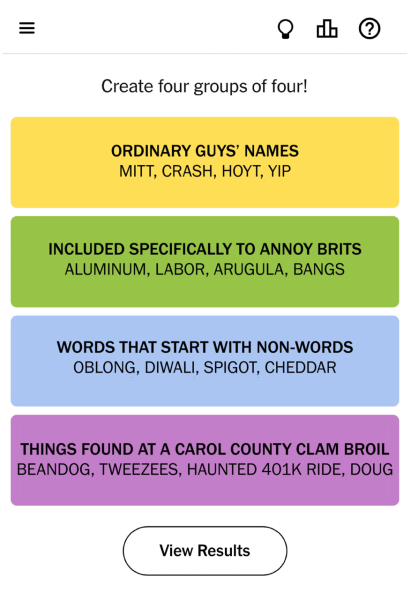 Connections - Simple synonyms or obscure options