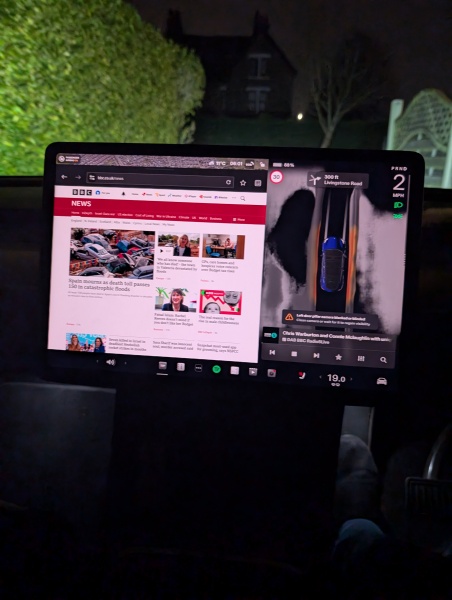 To ask how it is safe for a driver to be reading a book on their tesla screen whilst driving? (Photo)