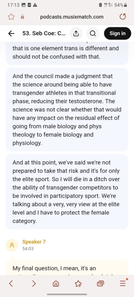 Lord Coe wants to protect women's sport